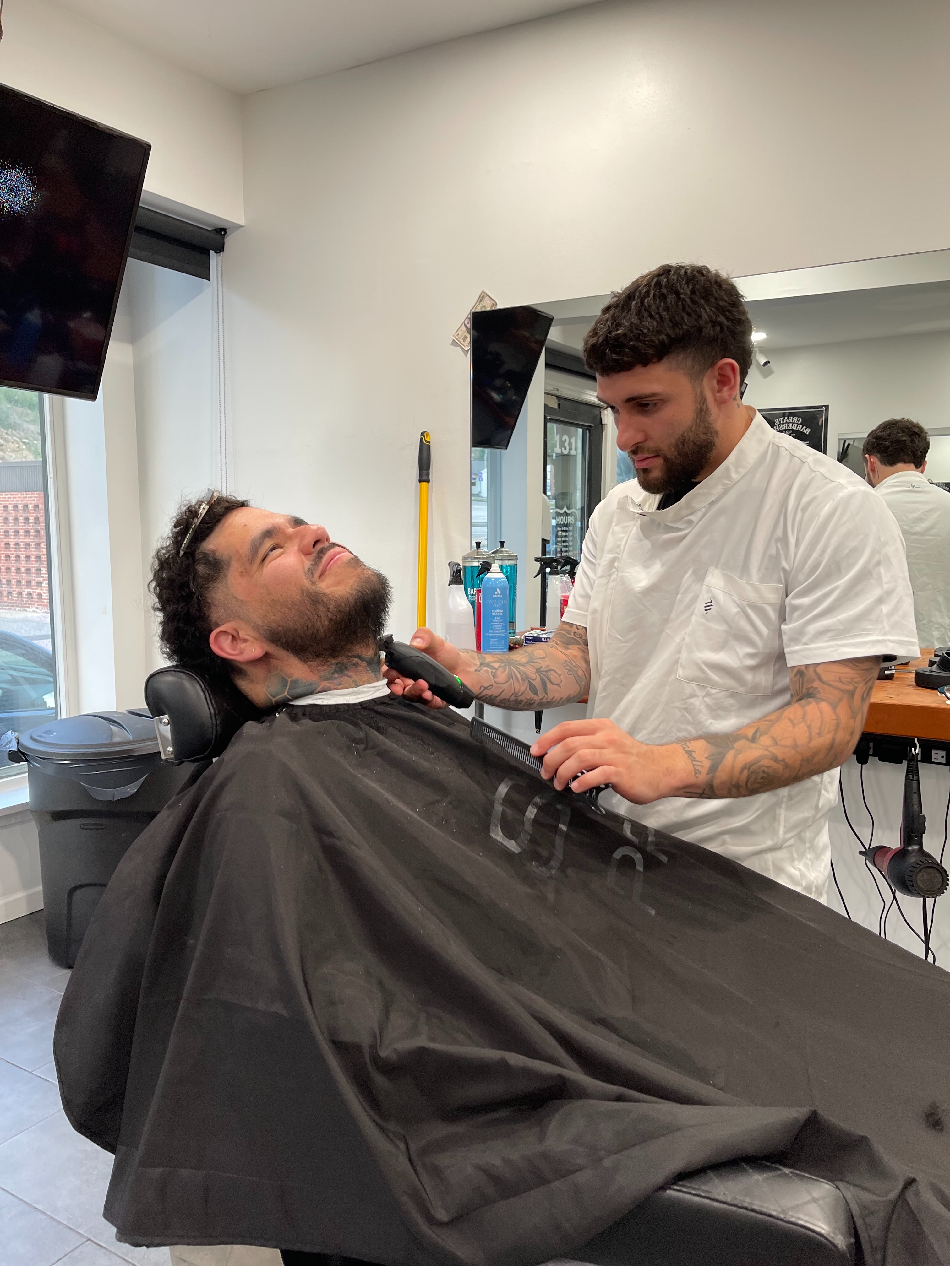 Clean lineup and beard trim at Create Barbershop